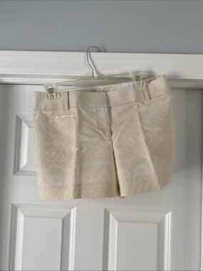 LOFT Cream Jacquard Bermuda Shorts